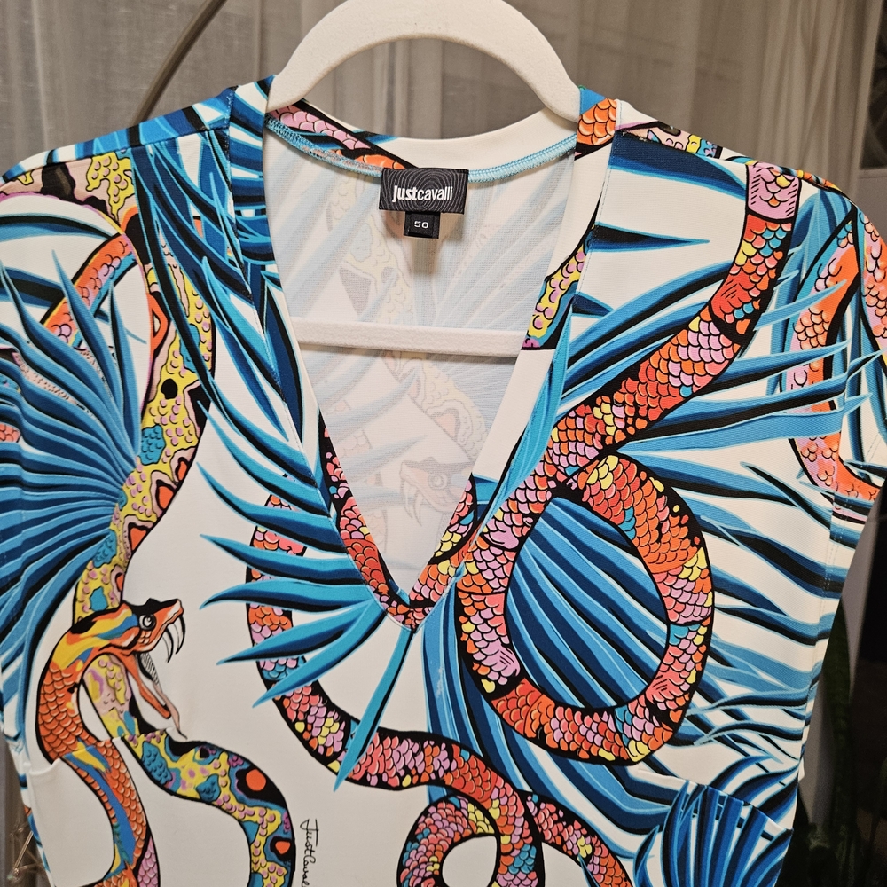 Just Cavalli Exotic Snake & Palm Dress Size: IT 50 Fits US 12-14 XL - Picture 7 of 16